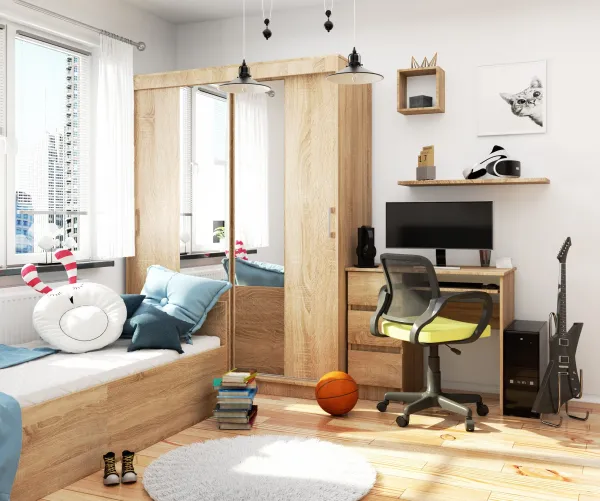 Ak furniture Šatníková skriňa so zrkadlom Reton 150 cm dub sonoma