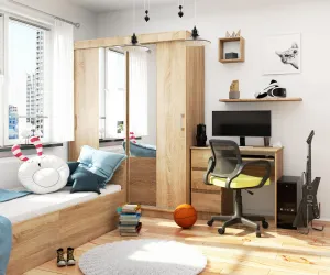 Ak furniture Šatníková skriňa so zrkadlom Reton 150 cm dub sonoma