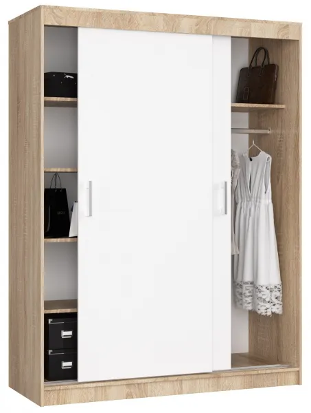 Ak furniture Šatní skříň CLP Mono 150 cm dub sonoma/bílá