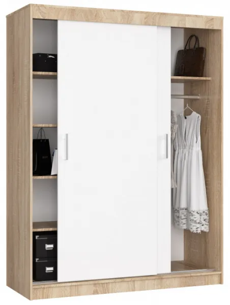 Ak furniture Šatní skříň CLP Mono 150 cm dub sonoma/bílá