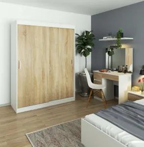 Ak furniture Šatní skříň CLP Mono 150 cm bílá/dub sonoma