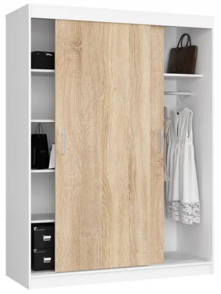 Ak furniture Šatní skříň CLP Mono 150 cm bílá/dub sonoma