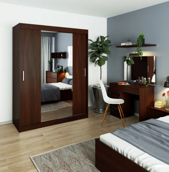 Ak furniture Šatníková skriňa so zrkadlom Reton 150 cm venge