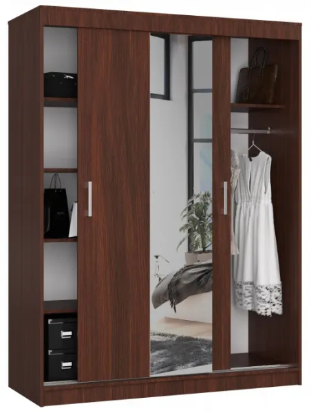 Ak furniture Šatníková skriňa so zrkadlom Reton 150 cm venge