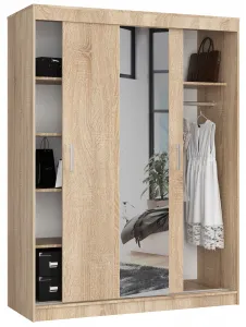 Ak furniture Šatníková skriňa so zrkadlom Reton 150 cm dub sonoma