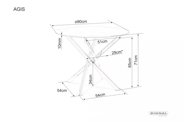 Signal Jedálenský stôl Agis 90 cm biely mramor/chróm