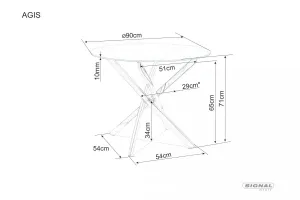 Signal Jedálenský stôl Agis 90 cm biely mramor/chróm