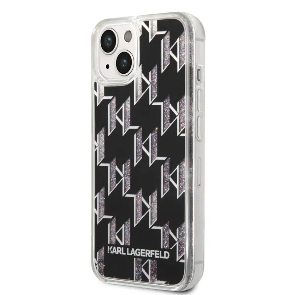 Karl Lagerfeld Monogram Liquid Glitter Case for iPhone 14 Plus - Black