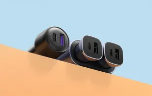 UGREEN CD252 Car charger with two cigarette lighter sockets, USB + USB-C, 120W