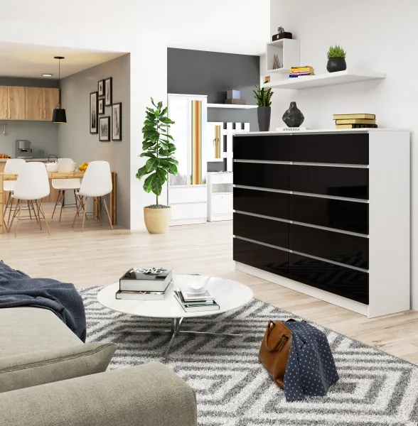 Ak furniture Komoda Rollo K 160,4 cm biela/čierna