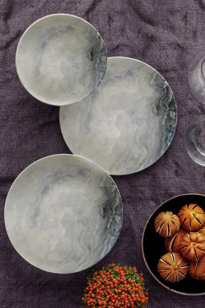 Hermia Porcelánová sada 24 ks tanierov Pearl biela/sivá