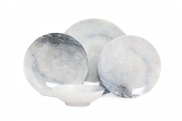 Hermia Porcelánová sada 24 ks tanierov Pearl biela/sivá
