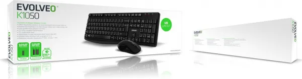 EVOLVEO K1050, tichý set bezdr. klávesnice a