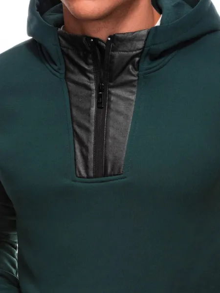 Trendy pánska mikina s kapucňou zelená