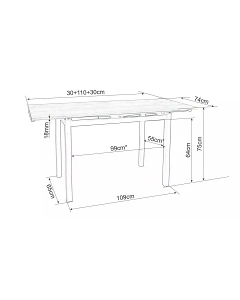 Signal Rozkládací jídelní stůl Brandley 110/170 cm bílý/černý