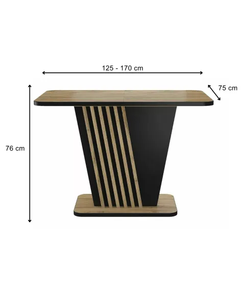 Signal Rozkládací jídelní stůl Nevio 125/170 cm dub artisan/černý