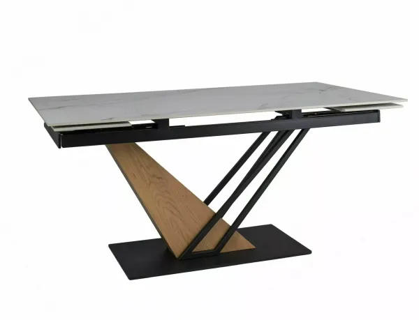 Signal Rozkládací jídelní stůl Genesis 160/220 cm bílý mramor/dub přírodní
