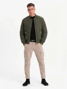 Trendy bomber bunda pre pánov - tmavoolivová