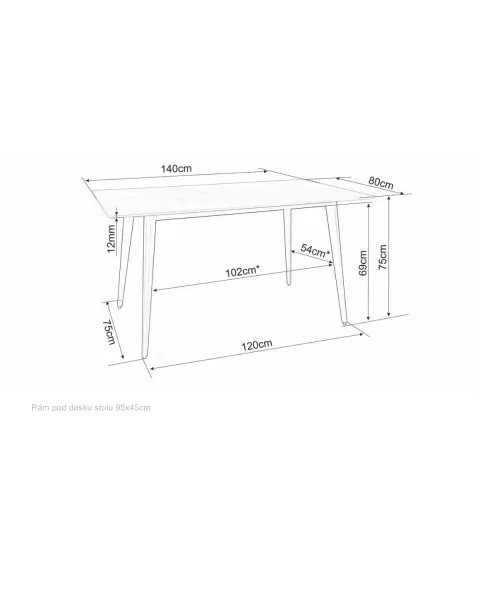 Signal Jídelní stůl Ivy 140 cm šedý/černý mat