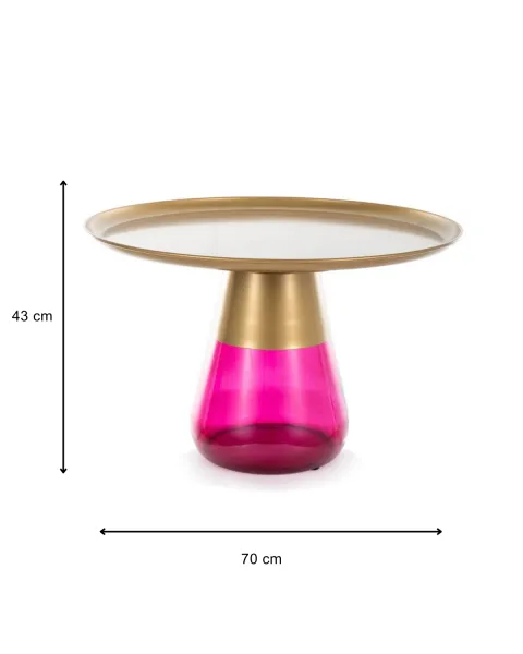 Signal Konferenční stolek Tiffany 70 cm růžový/zlatý
