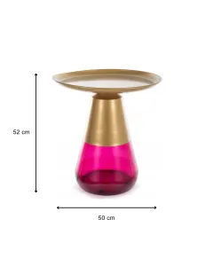 Signal Odkládací stolek Tiffany 50 cm růžový/zlatý