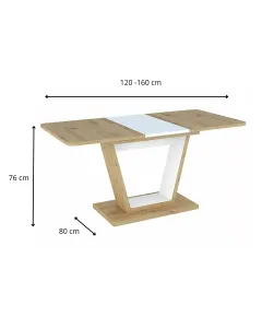 Signal Rozkládací jídelní stůl 120/160 cm Nigel bílý/dub artisan