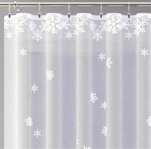 Záclona žakárová alebo balkónový komplet, Winter, metráž, biela 140 cm