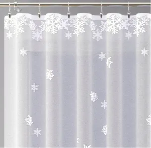 Záclona žakárová alebo balkónový komplet, Winter, metráž, biela 140 cm