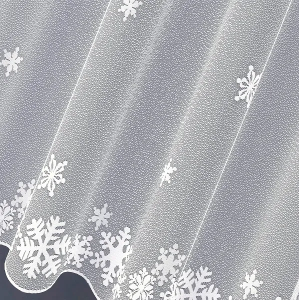 Záclona žakárová alebo balkónový komplet, Winter, metráž, biela 140 cm