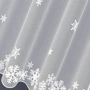Záclona žakárová alebo balkónový komplet, Winter, metráž, biela 140 cm