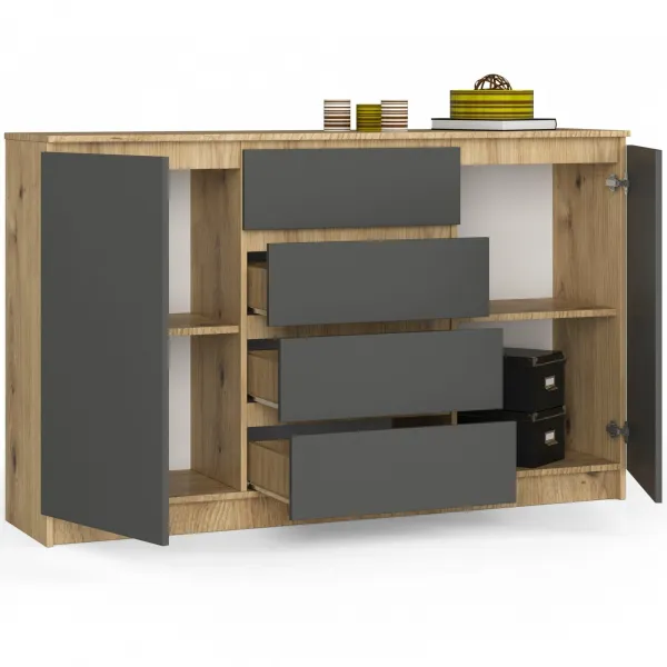 Ak furniture Komoda Tove K 160,4 cm dub artisan/sivý grafit
