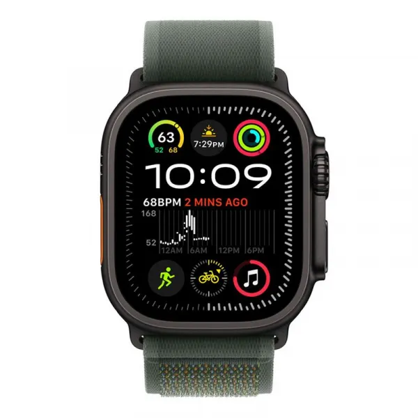 Apple Watch 49mm Green Trail Loop - M/L - Black Titanium Finish MYQ43ZM/A