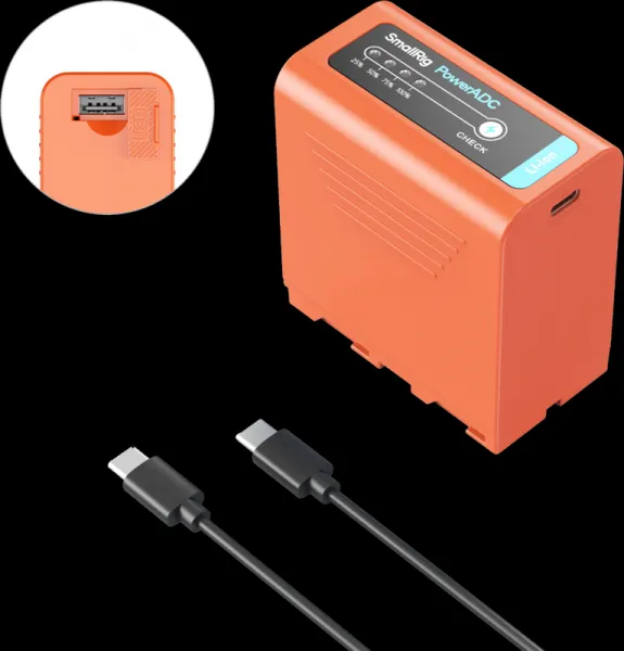 SmallRig 4972 NP-F970 USB-C nabíjateľná batéria fotoaparátu oranžová