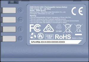 Batéria fotoaparátu SmallRig 4906 USB-C nabíjateľná DMW-BLK22