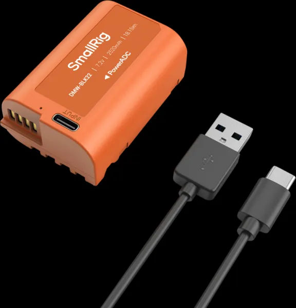 Batéria fotoaparátu SmallRig 4979 USB-C nabíjateľná DMW-BLK22 oranžová