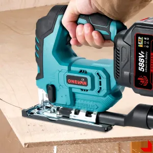 Bezuhlíková elektrická priamočiara píla ONEVAN 3500RPM 1000W priamočiara píla s nastaviteľnou čepeľou vhodná pre batériu MAKITA 18V
