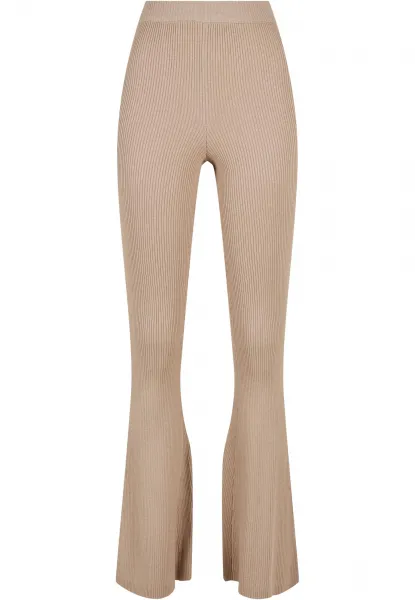 Women's ribbed knit leggings Bootcut lighttaupe
