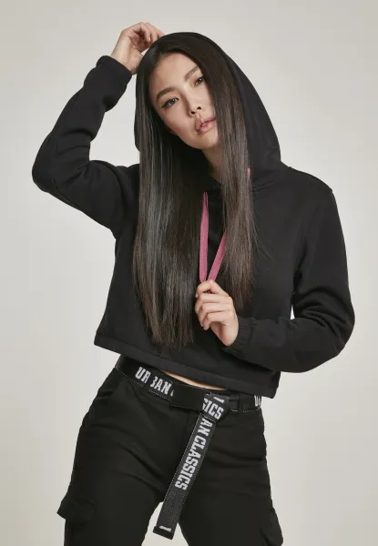 Women's contrasting drawstring with hood black
