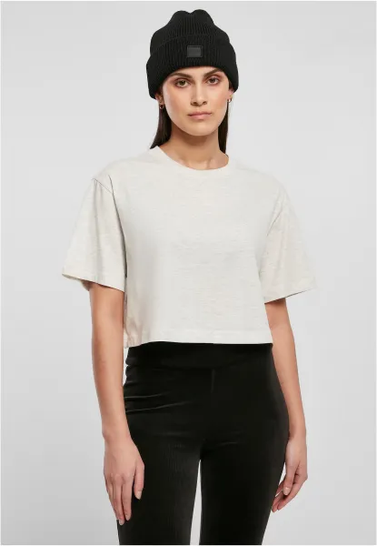 Women's short oversized t-shirt in light gray color