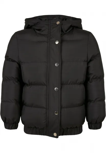 Girls' Puffer Hooded Jacket Black