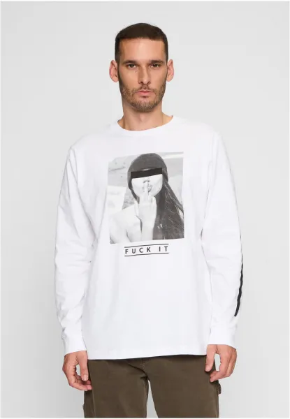 Men's long-sleeved T-shirt Fuck It white