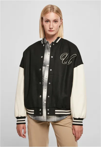 Women's Oversized Jacket Big U College Black/Pale White