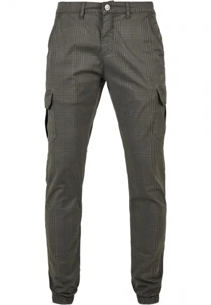 AOP Glencheck Cargo Jog Pants Dark Grey