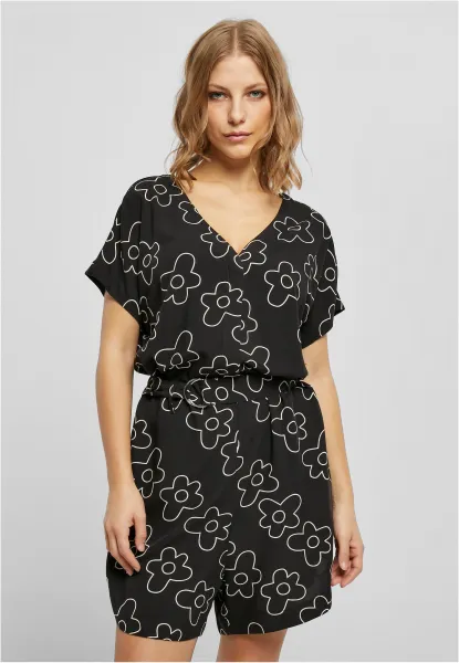Women's jumpsuit with short viscose strap in black