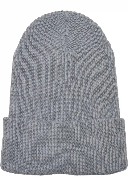 Ribbed knit cap made of recycled yarn grey
