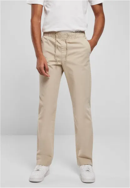 Straight slit pants made of soft grass
