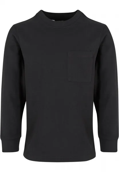 Boys' long-sleeved T-shirt with pocket black