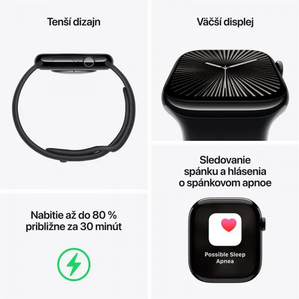 Apple Watch S10 GPS 46mm Jet Black hliník Ink Sport Loop MWWR3QCA