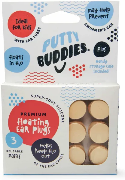 Putty Buddies – 3 páry plávajúcich silikónových štupľov do uší Farba: Modrá / Biela / Červená
