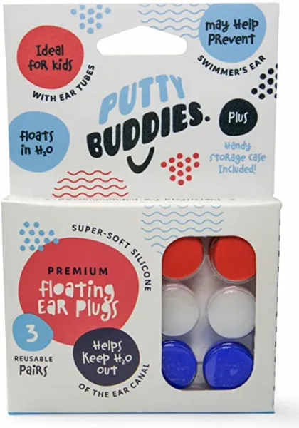 Putty Buddies – 3 páry plávajúcich silikónových štupľov do uší Farba: Zelená / Žltá / Modrá